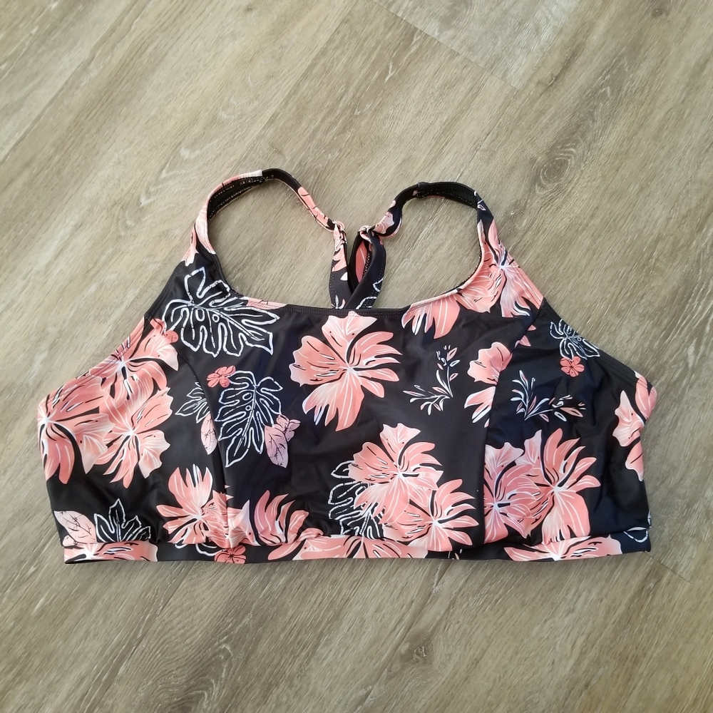NWT Holipick Orange Floral Bikini Top Size 26W